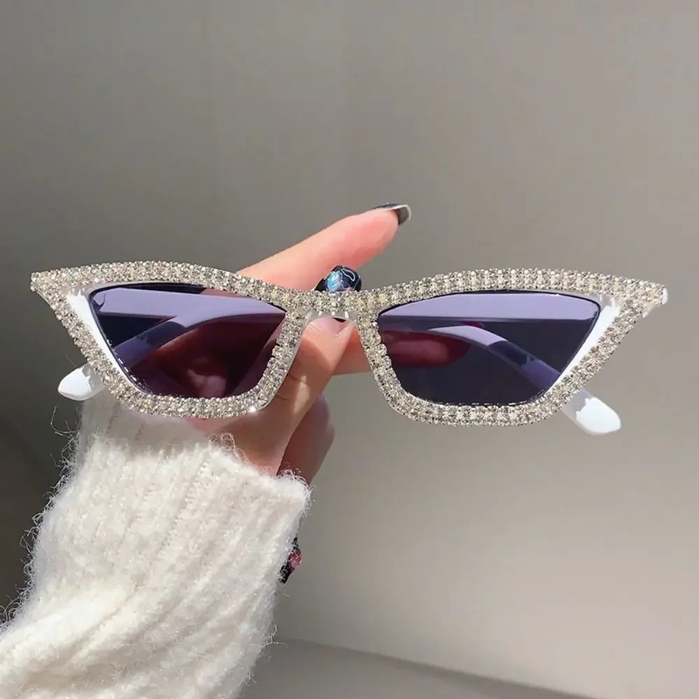 Cat Eye Sunglasses Small Triangle Frame Eyeglasses Glitter Sun Glasses Sparkling Shades Diamond Crystal Eyewear Driver Goggles