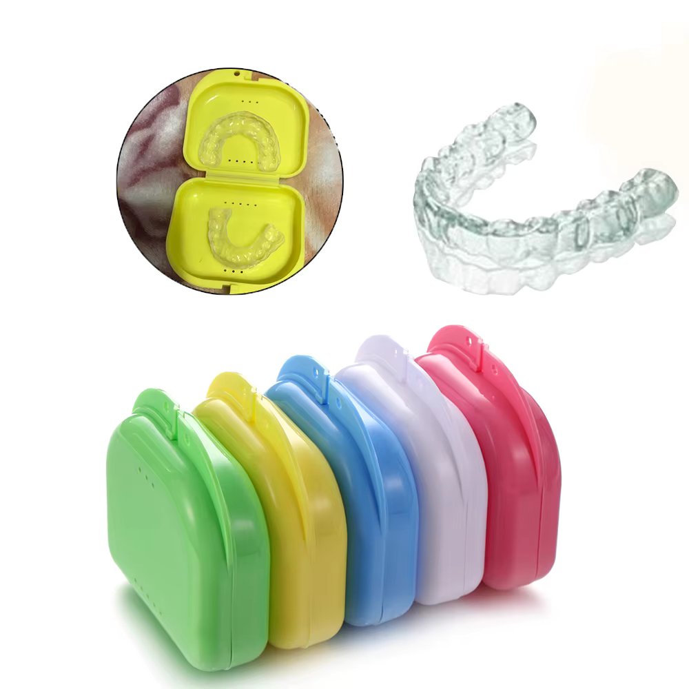 Denture Box Tray Case Dental Orthodontic Retainer Color tray Storage Box Plastic Teeth Container False Teeth Protective