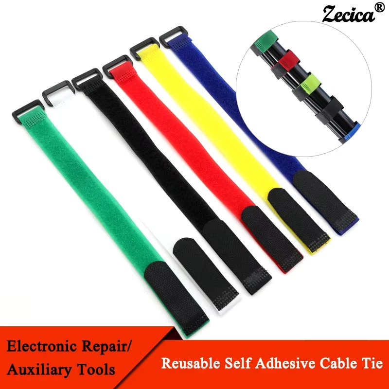 10/50pcs Cable Ties Reusable Self Adhesive Width 20mm Nylon Strap Reverse Buckle Line Wire Organizer Hook Loop Bundle Fastener