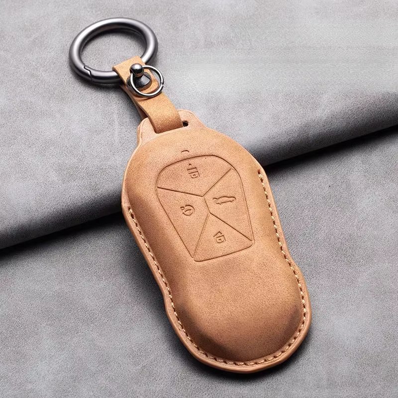 Leather Car Remote Key Case Cover for Xiaopeng Xpeng P5 P7 G3 G6 G9 G3i 2021 2022 Car Key Fob Shell Holder Keychain Accessories