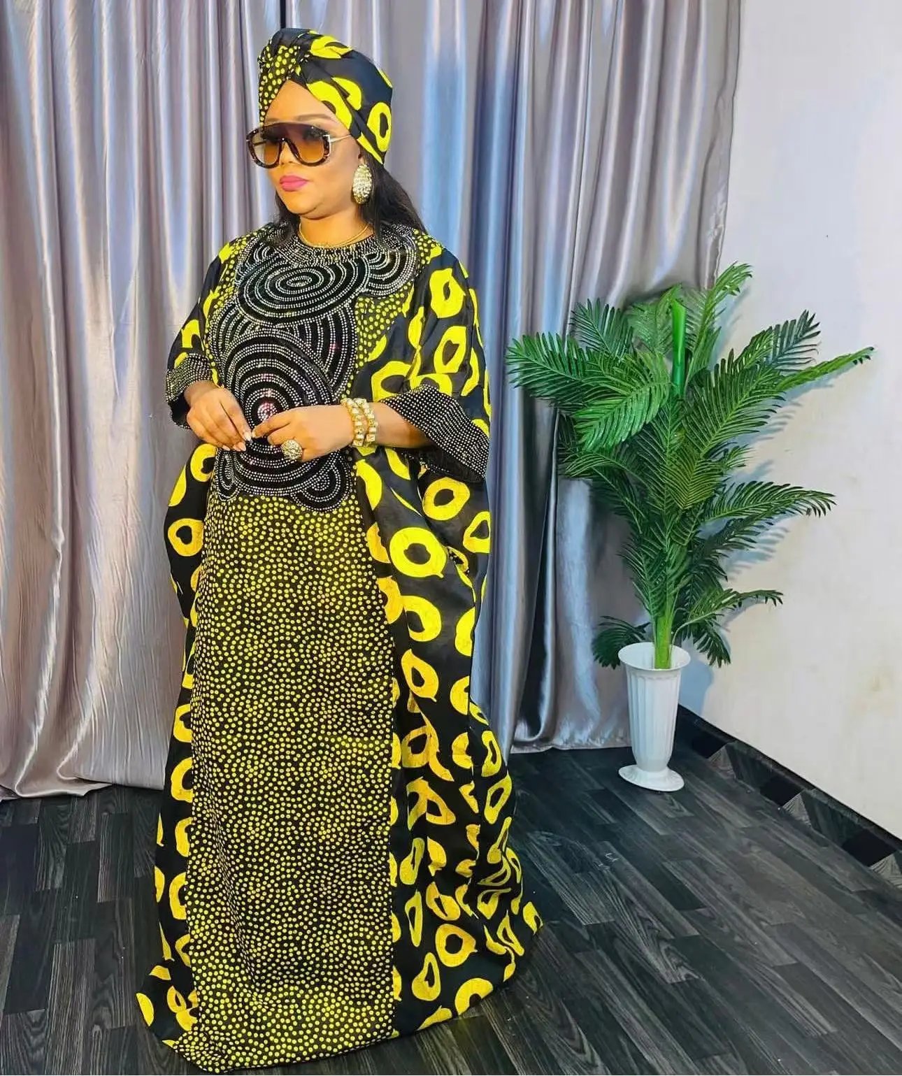 2024 Abayas for Women Dubai Luxury African Muslim Fashion Dress Caftan Wedding Party Dress length:144cm Bust:172cm