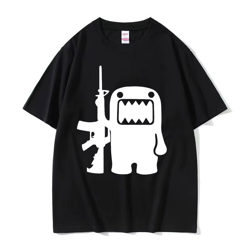 Funny Domo Kun AK47 Retro Graphic T Shirt Men's O-Neck High Quality Fashion T-Shirt Man 100% Cotton Oversized Tshirts Streetwear