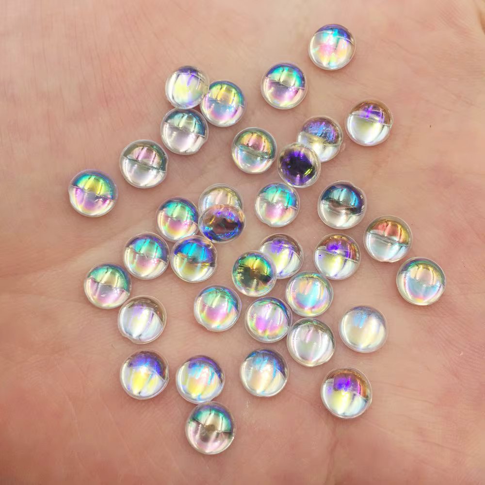 AB Clear  6mm Shiny AB Resin Round Flatback Rhinestone Scrapbook DIY Wedding Applique Ornament Crafts SF957*5