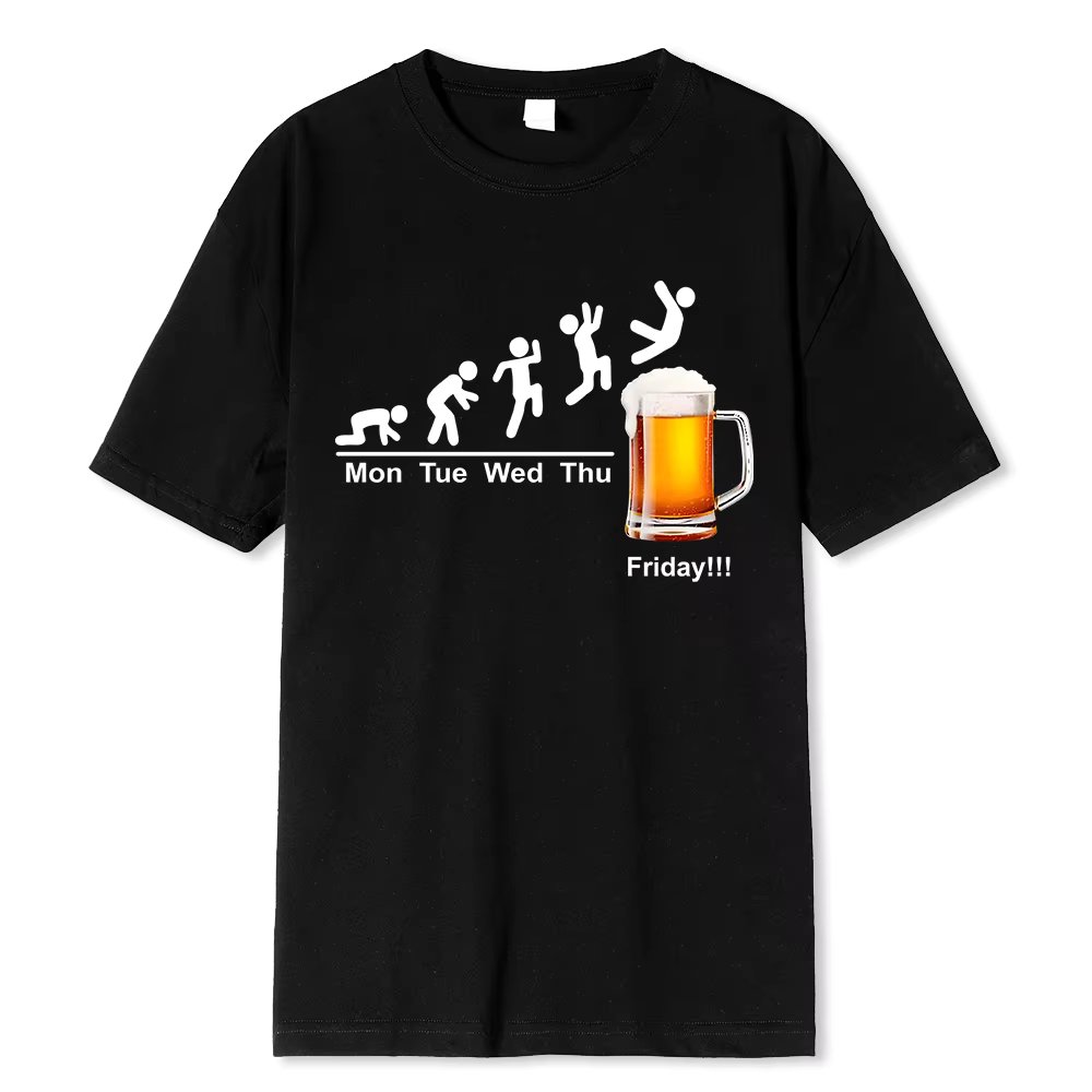 Friday Beer Print Men's Brand T-shirts Funny Graphic Hip Hop Summer Men Women Tshirts Streetwear Cotton Breathable T-Shirt Shirt