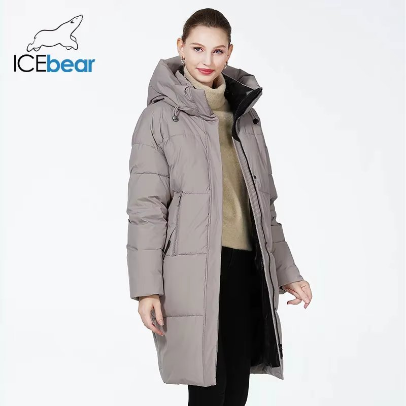 ICEbear-Cotton Windproof Padded Jacket for Women, Casual Coat, Long Parka, Windproof, 2023, GWD3757I