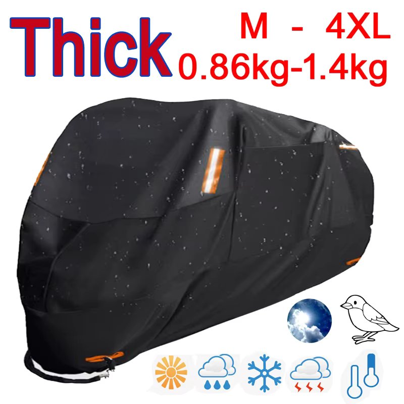 Thick 300D Motorcycle Covers Black Design Waterproof Motors Dust Rain Snow UV Protector Cover Indoor Outdoor M L XL XXL 3XL 4XL