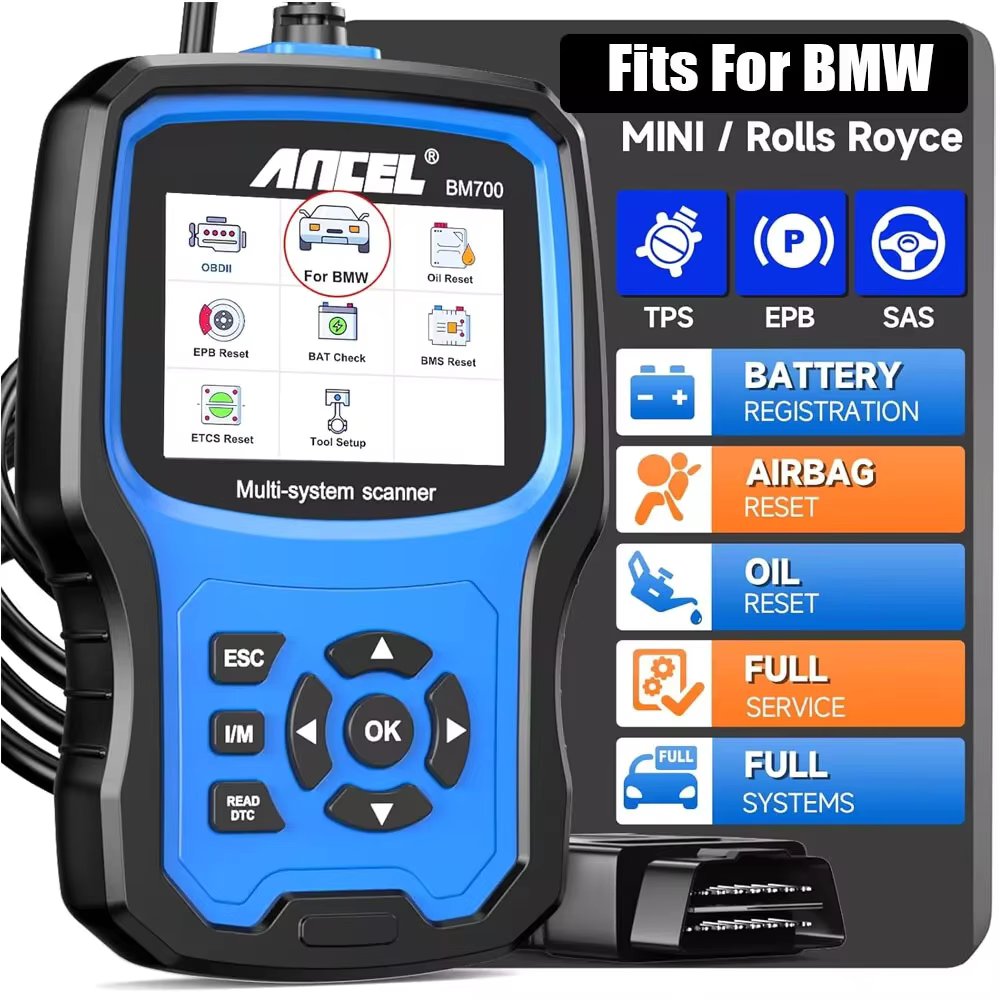 ANCEL BM700 Battery Registration Tool Fits for BMW Diagnostic Injector Coding Car Full System OBD2 Scanner Auto Code Reader Oil