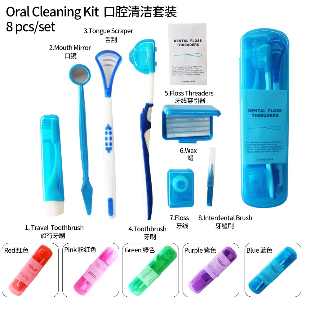 1box 8Pcs Orthodontic Oral Care Cleaning Braces Dental Teeth Kits Toothbrush Foldable Dental Mirror Interdental Brush Cleaning S