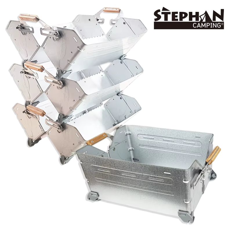 [Sent to Korea] Stepan Camping Large Capacity Camping Sliding All-use storage box shelf container folding box box type open type
