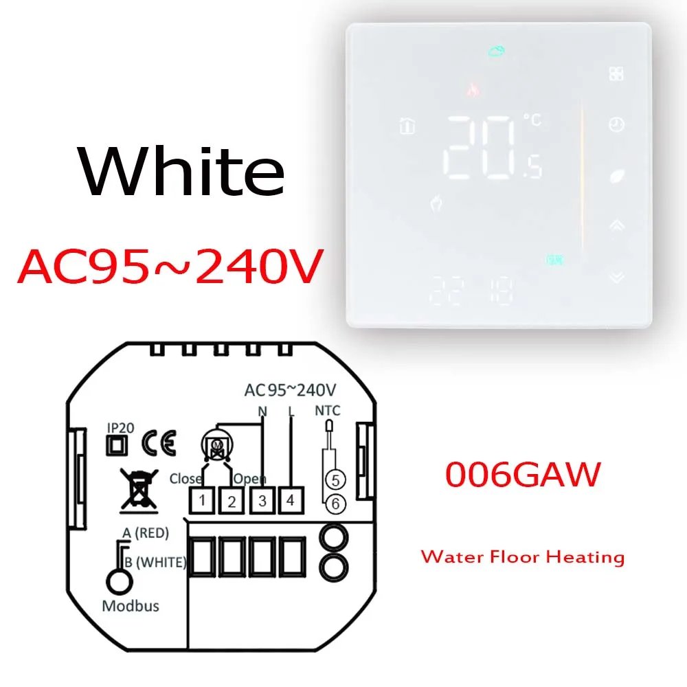 Warm floor water heat temperature regulator Tuya WiFi heating thermostat for control NO/NC electric valve 24V 95-240V optional