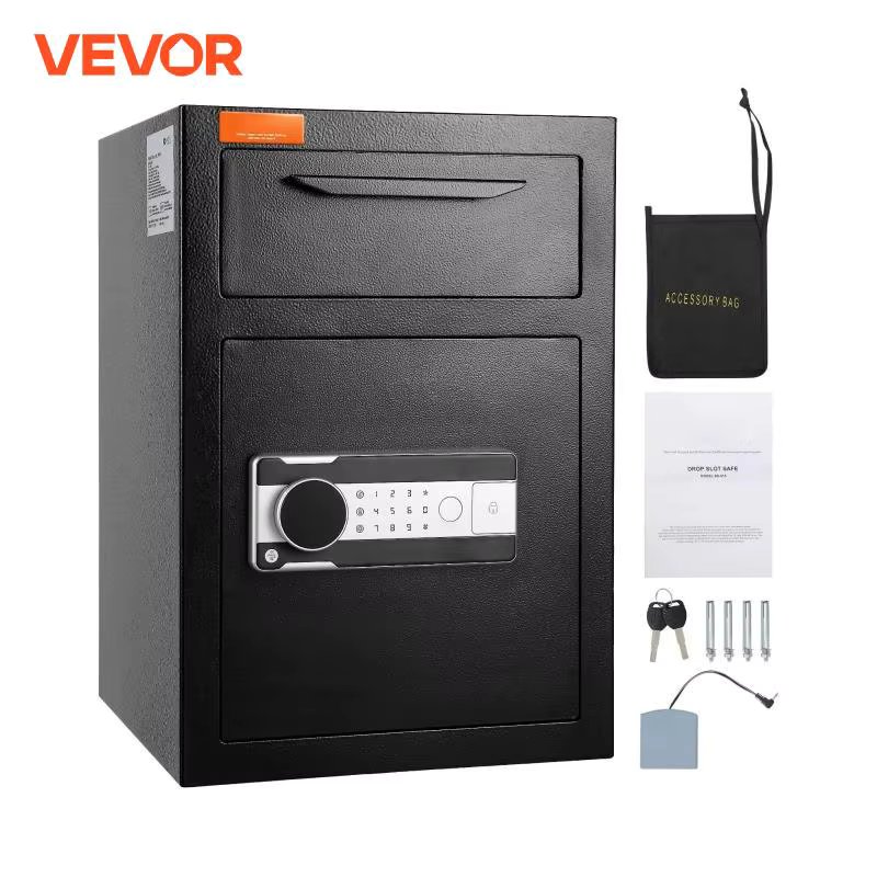 VEVOR 1.7/2.5 Cub Depository Safe Deposit Safe Electronic Code Lock & 2 Keys Business Drop Slot Safe for Cash Mail in Home Hotle