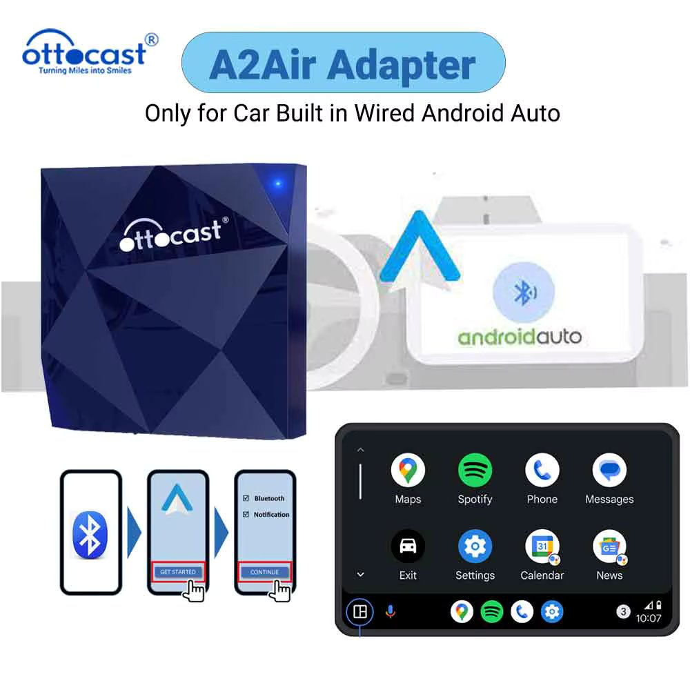 Ottocast A2Air Wireless Adapter for Android Wired To Wireless Dongle Auto Radio USB Car Accessories for Kia VW Audi Ford Volvo