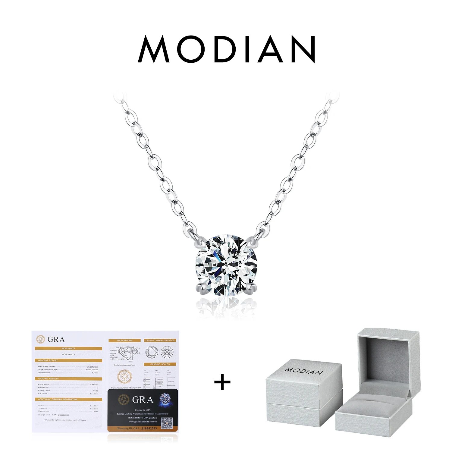 MODIAN Moissanite Pendant Necklace D Color 0.8CT Lab Diamond For Women Wedding Engagement 925 Sterling Silver Fine Jewelry Gift