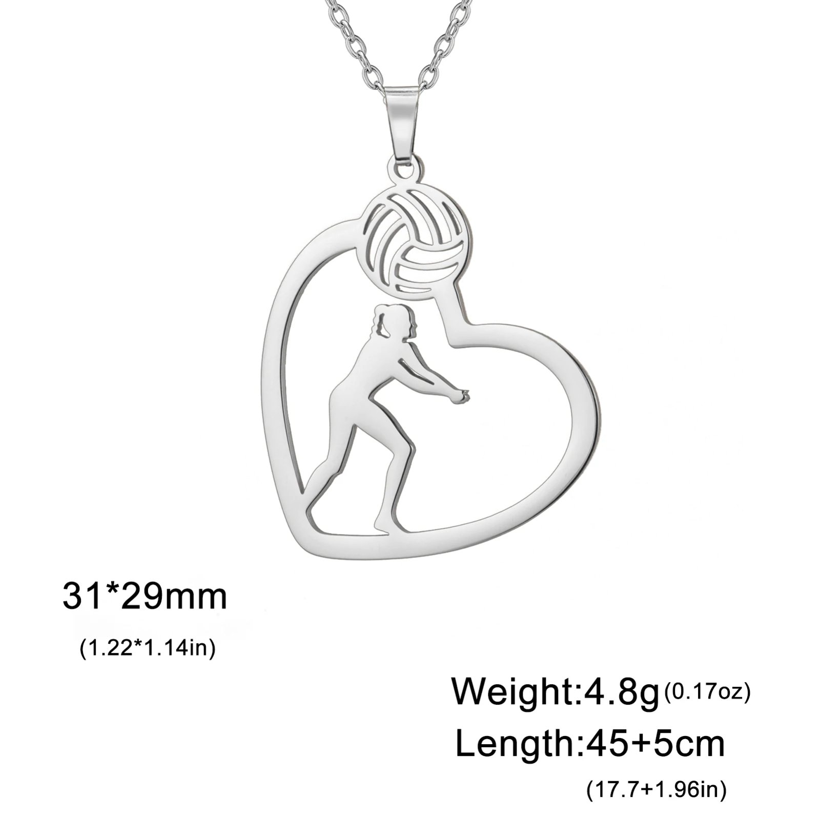 Unift Volleyball Girl in Heart Necklaces for Women Player Fan Stainless Steel Pendant Neck Chain Fashion Geometry Sport Jewelry