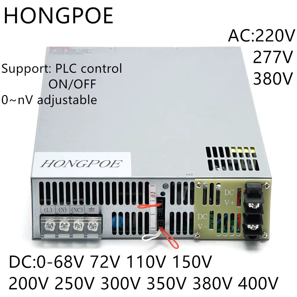 NEW Adjustable Switching Power Supply INPUT 220/277VAC AC-DC 0-68V 72V 110V 150V 200V 250V 300V 350V 400V Support PLC control