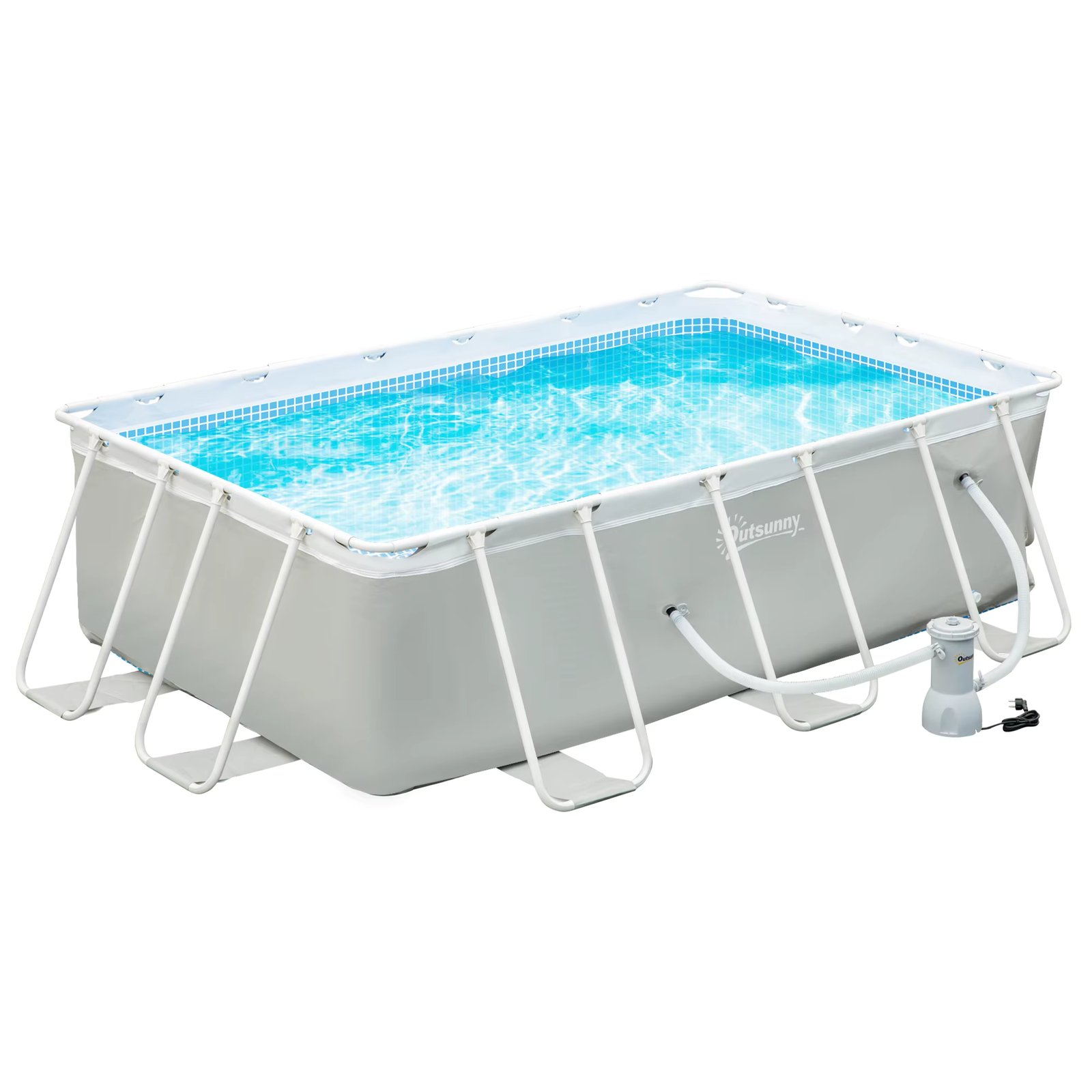 Outsunny pool removable Tubular 340x215x80 cm pool with cartridge scrubber 4.000 L/H hoses length 100 cm Gray