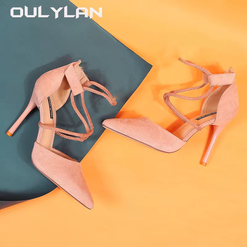 NEW Four Seasons Women's Suede High Heels 2024New Pointed Stiletto Fashion Sexy Black Wedding Shoes Nude Bridal Shoes