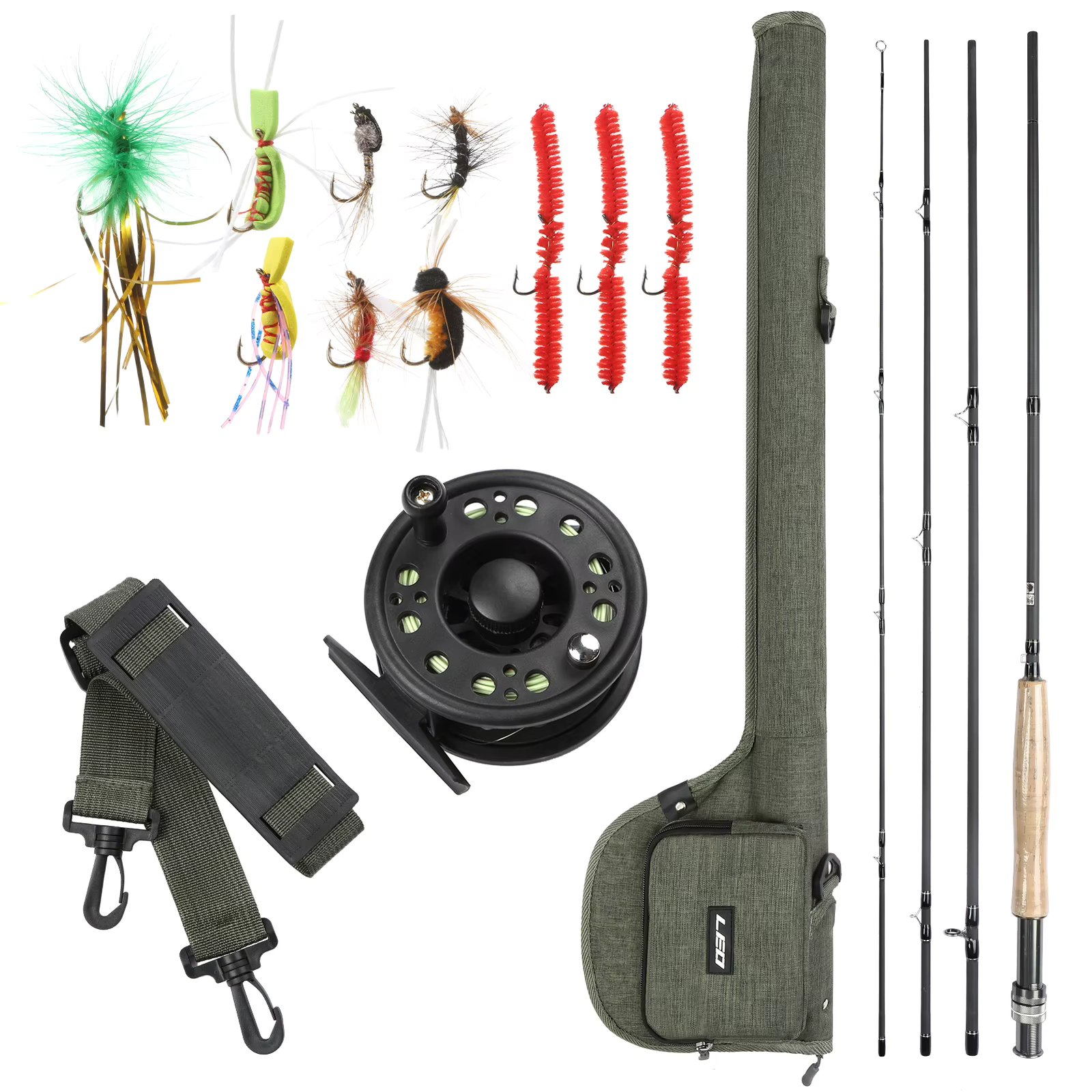 9' Fly Fishing Rod and Reel Combo with Carry Bag 10 Flies Complete Starter Package Fly Fishing Kit