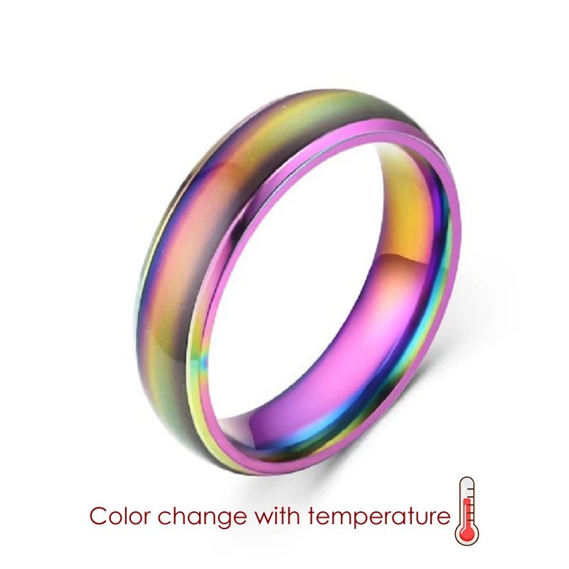 Trendy Designer Titanum Steel Ring For Men Women Temperature Change Color Mood Finger Ring Couple Fashion Jewelry Wholesale