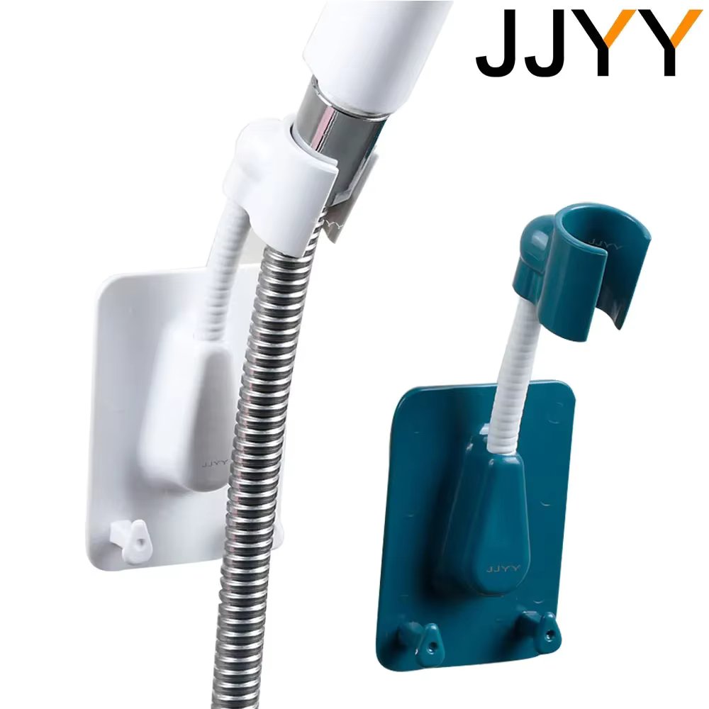 JJYY Universal 360° Shower Head Holder Adjustable Self Adhesive Shower Head Bracket Wall Mount with Hook Stand