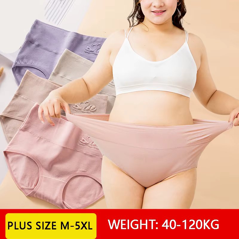 Plus Size M-5XL 4Pcs/Set High Waist Cotton Panties Women Body Shaper Underwear Soft Print Girls Briefs Slimming Female Lingerie