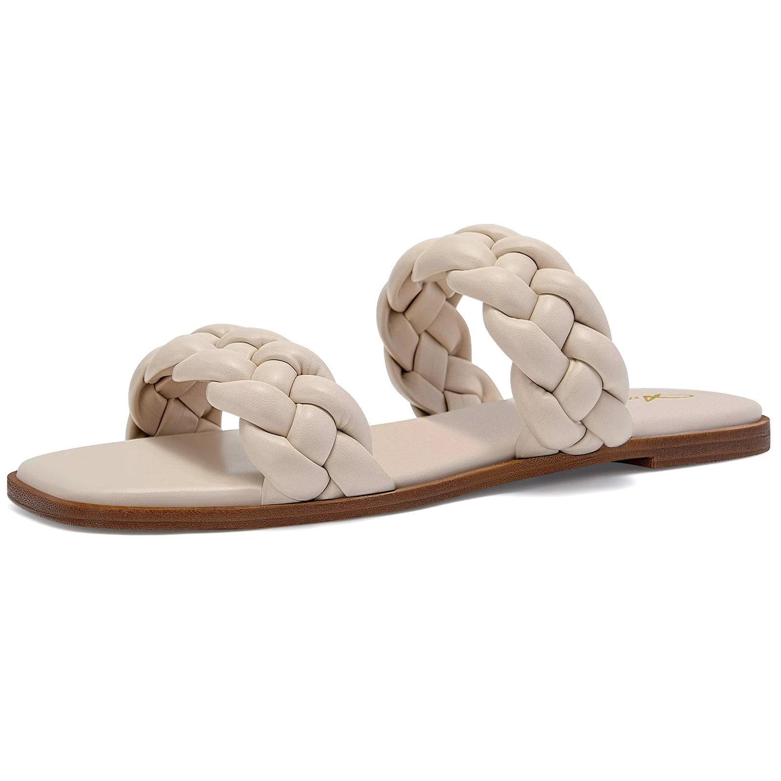 Vintage Womens Braided Flat Sandals Fashion Square Open Toe Slip Slippers Casual Summer On Low Block Heel Slide Shoes