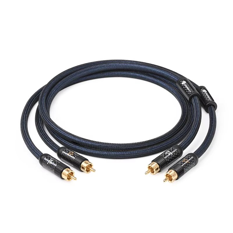 Hi-end Pure Silver 2RCA Audio Cable for AMP TV Hifi Audio Signal Cable Gold Plated 2RCA to 2RCA Connector HiFi Cable