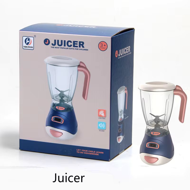 Pretend Kitchen Play Toys Electric Vacuum Cleaner Water Sweeper Household Juicer Dispenser Washing Machine with Light Tools Kids