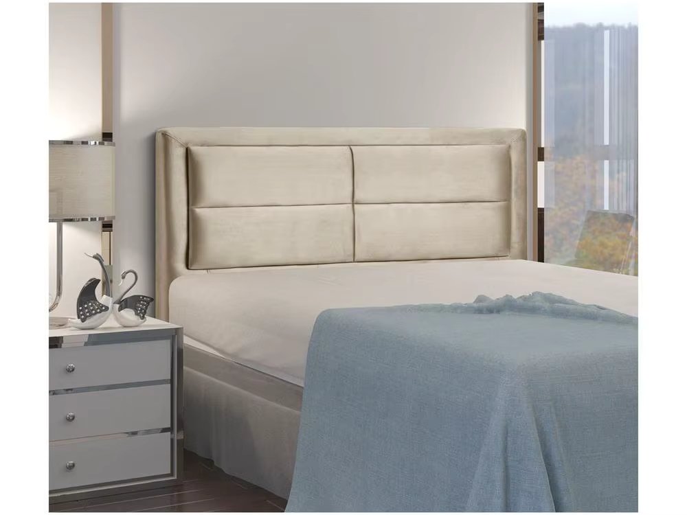 Queen Headboard Upholstered Dubuê Movelaria Estoril Velvet Beige