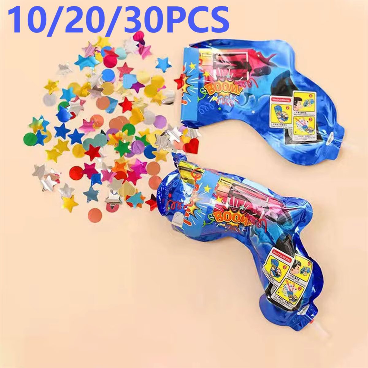 10/20/30 Pcs Fireworks Inflatable Confetti Gun Poppers Confetti Shooter Handheld Confetti Cannon Multicolor Inflatable Toy