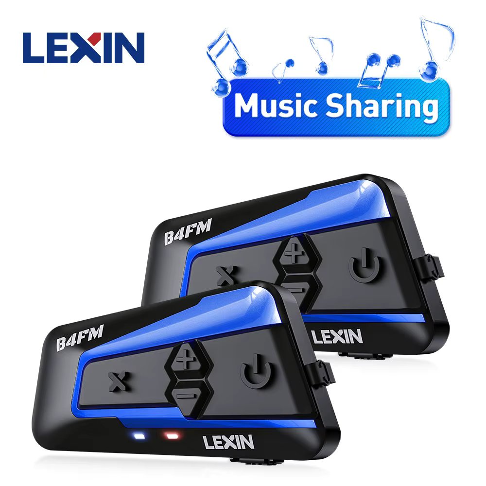 Lexin Bluetooth Motorcycle Intercom 10 Ways Wireless Moto Helmet Headset Interphone B4FM-X Music Sharing intercomunicador moto