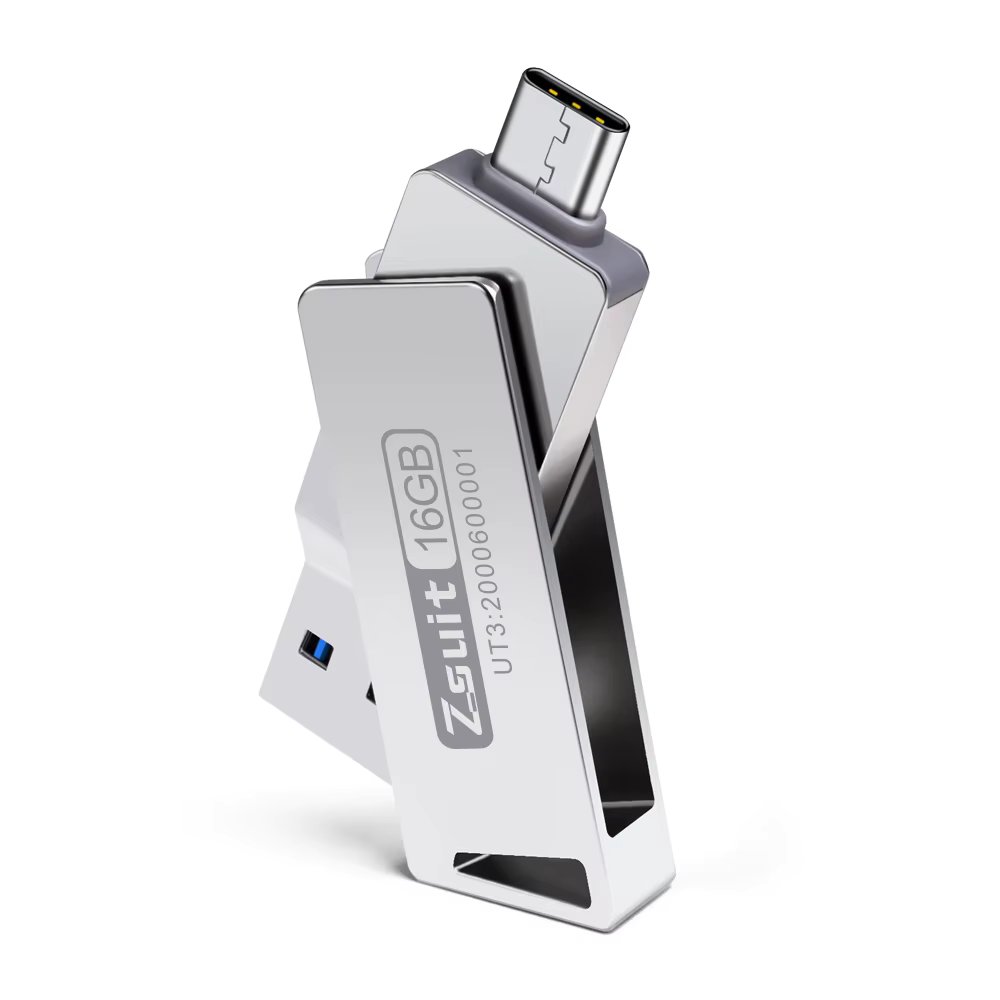 Zsuit USB Flash Drives Rotate USB-C Pendrive 64GB 128GB USB3.0 Type-C Pen Drives 2in 1 U Disk for iPhone Laptops Memory Stick
