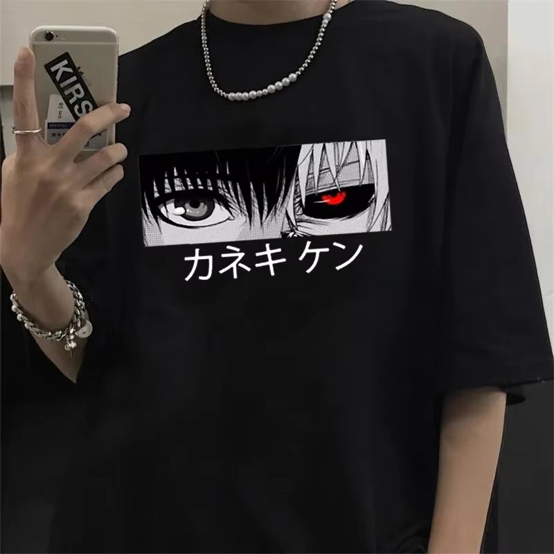 Tokyo Ghoul Kaneki Ken Eyes T Shirt Ulzzang Graphic Male Casual T-shirts Streetwear Harajuku Man Anime Aesthetic Hip Hop Clothes