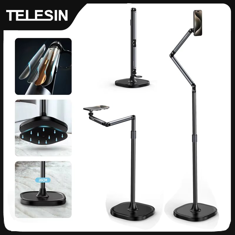 TELESIN Magnetic Mobile Phone Floor Stand Cantilever Live Broadcast Tablet Bracket Lifting Bracket Universal Mobile Phone Holder