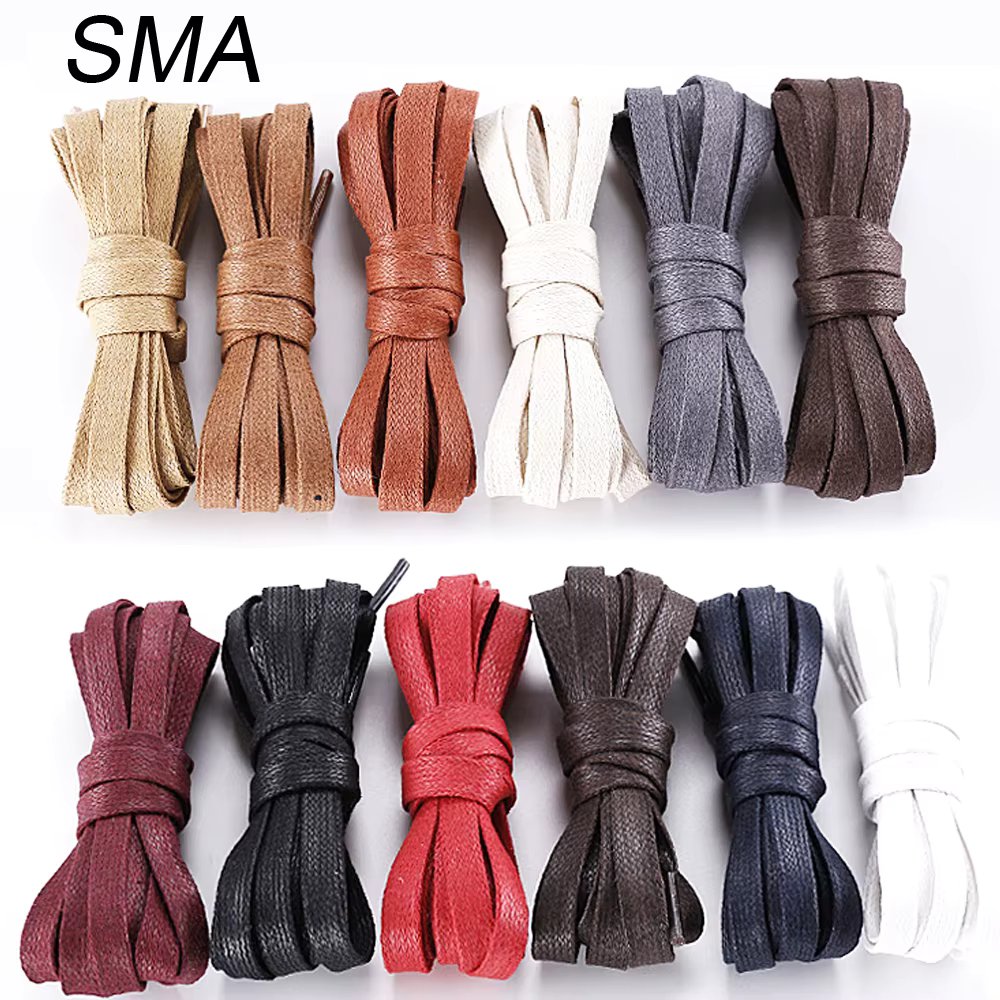 1 Pair Shoelaces 0.8 CM Waxed Cotton Width Flat Waterproof Shoe Laces Unisex Boots Casual Sneakers Shoelace Leather Shoe Lace