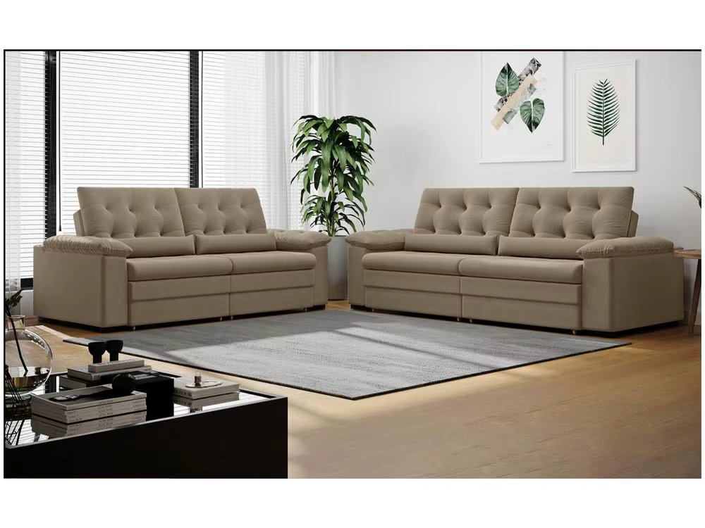Sofa Set 2 and 3 Seats Retractable Recliner Suede Thormatta Colombia SMP