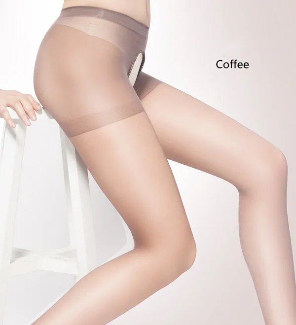Sexy woman cortchless stockings lingerie ultra elastic Silk stockings Sheath Tight for Hot cuddly girl open crotch pantyhorse
