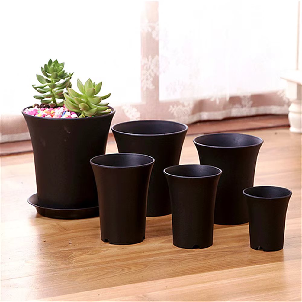 10Pcs/set Round Plastic Flowerpot Reusable Succulents White/Black Plant Pot For Home Office Garden Decoration Supplies