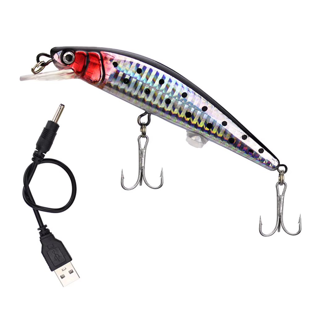 USB Rechargeable Flashing LED Light Twitching Fishing Lures Bait Electric Life-like Vibrate Fishing Lures
