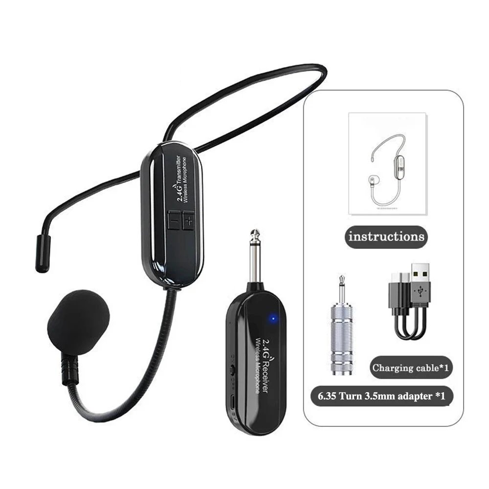 2.4G Headworn Microphones Wireless Little Bee Teacher Speaker Audio Amplifiers Capacitor Earphones DSP Omnidirectional Teaching