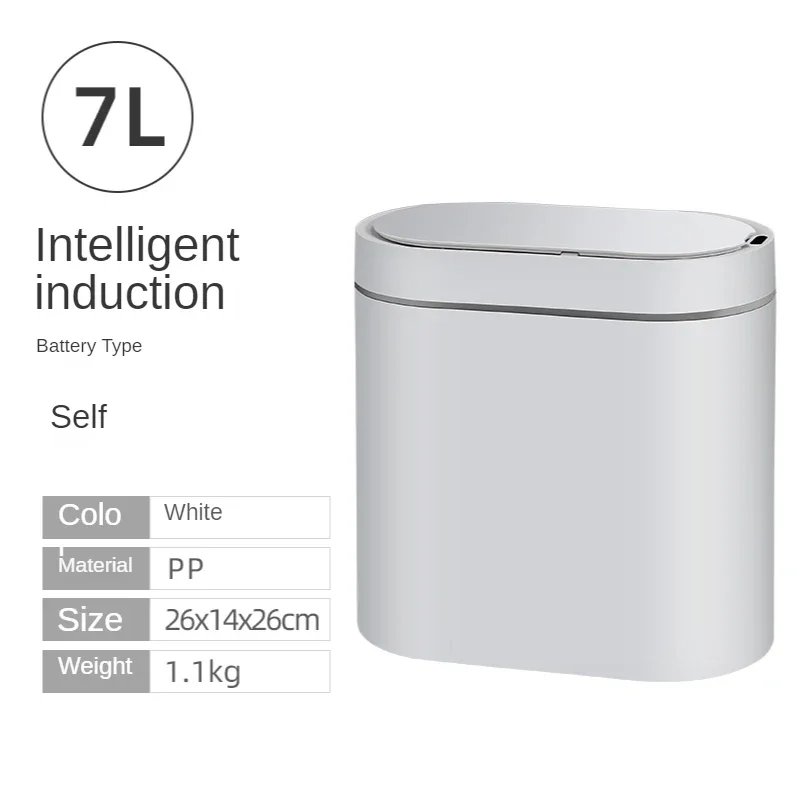 7L Trash Can Smart Sensor Automatic Household Electronic Kitchen Trash Bin Toilet Waterproof Narrow Seam Sensor Bin Trash Can