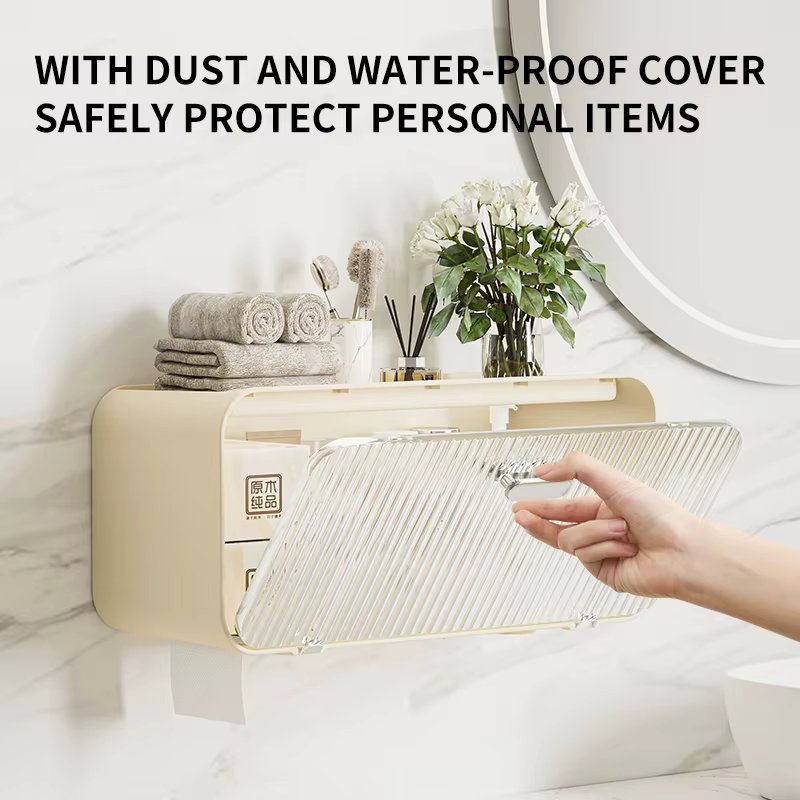 Bathroom Storage Rack Wall-mounted Toilet Shelf Cosmetics Storage Box Washstand Organizer Storage Rack without Drilling