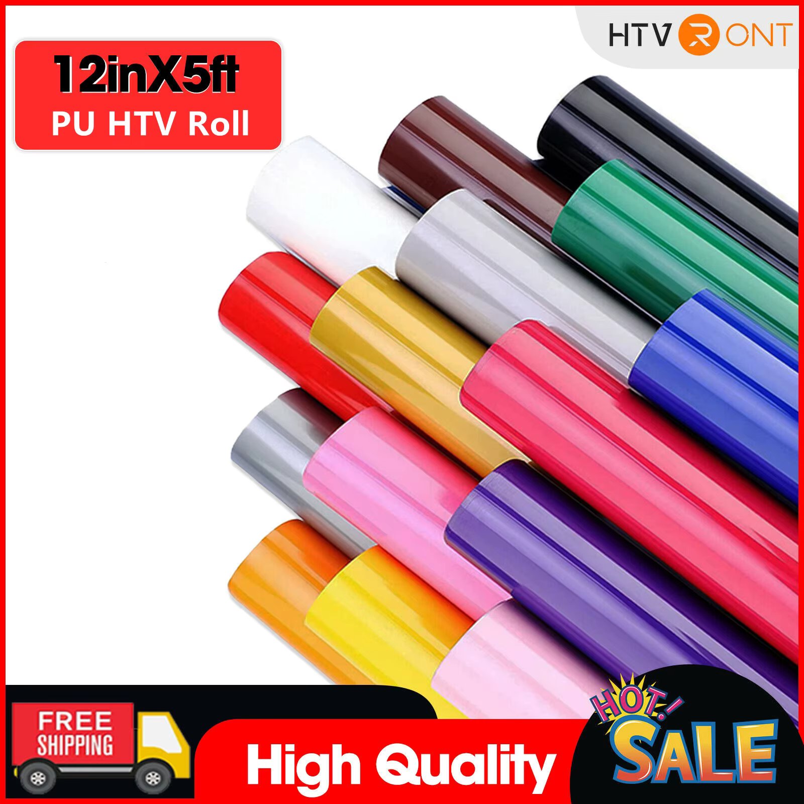 HTVRONT 12"X 5ft/30x152cm Heat Transfer Matte PU Elastic Vinyl for T-shirt DIY Craft Iron on HTV Roll Film For Cricut Maker
