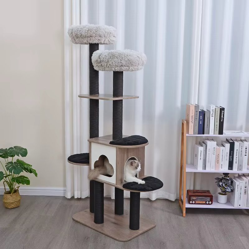 Frandas Premium Wood Cat Tower 6-stage scratch Cat Tower.
