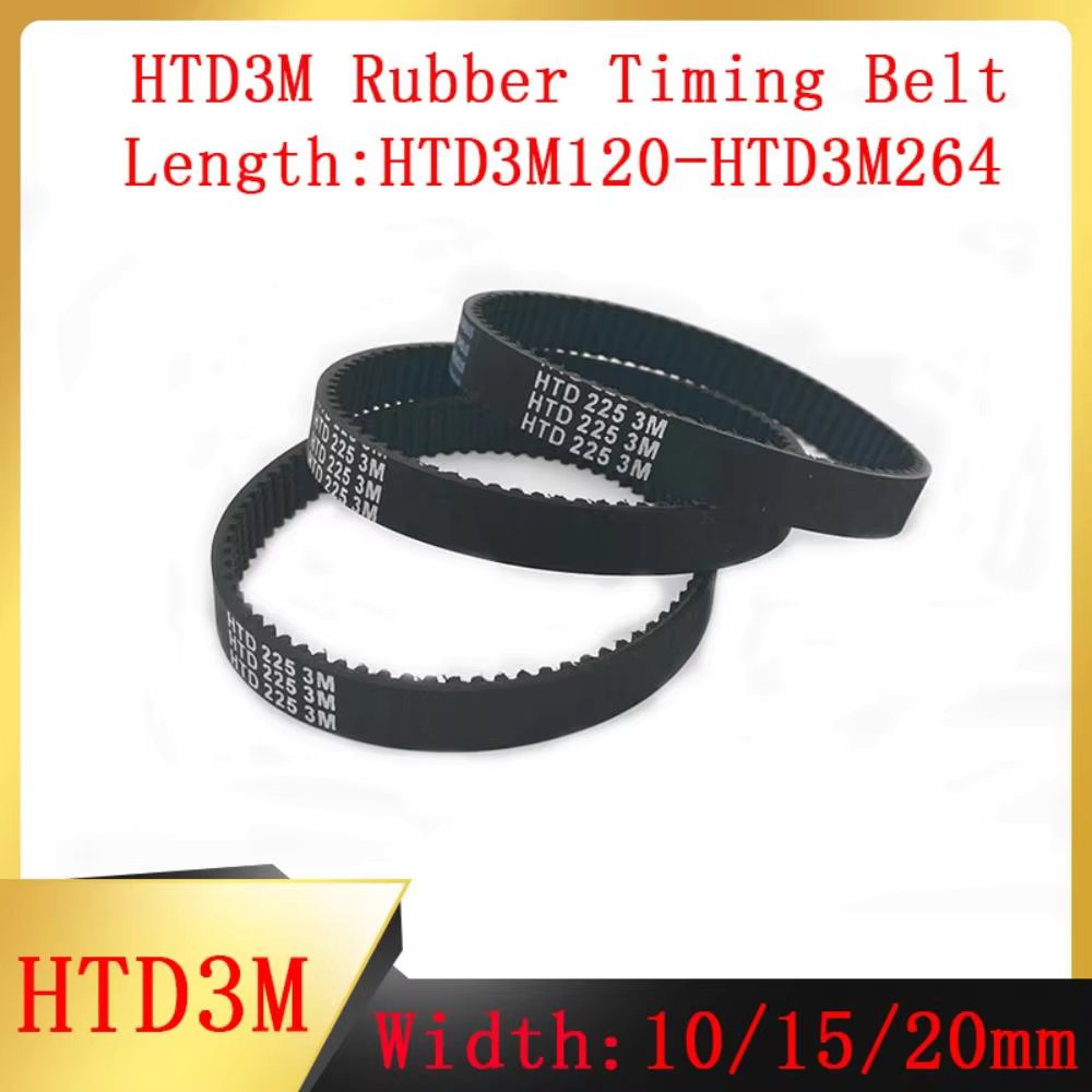 HTD-3M Synchronous Belt Rubber Width 10mm 15mm 20mm Length HTD3M120~HTD3M264 Closed-loop Timing Belt 3M Synchronous Belt