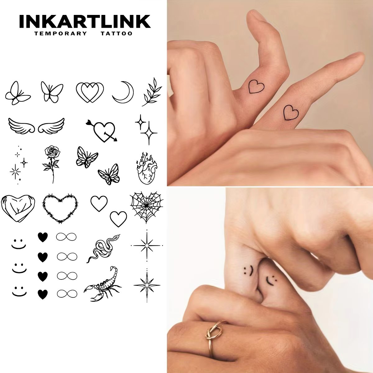 Henna Finger Tattoo (18) Temporary Tattoo,Lasts To 15 Days New Technology Magic Waterproof Semi Permanent Sticker.