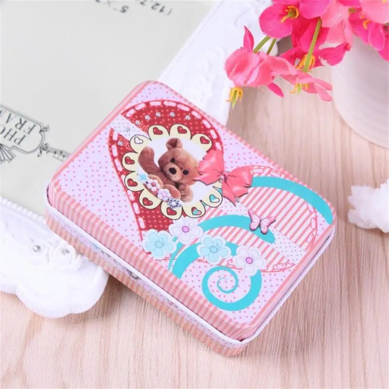Cartoon Storage Box Organizer Jewelry Tinplate Box Candy Card Tin Storage Box Cans Coin Earrings Headphones Gift Box Case Kids