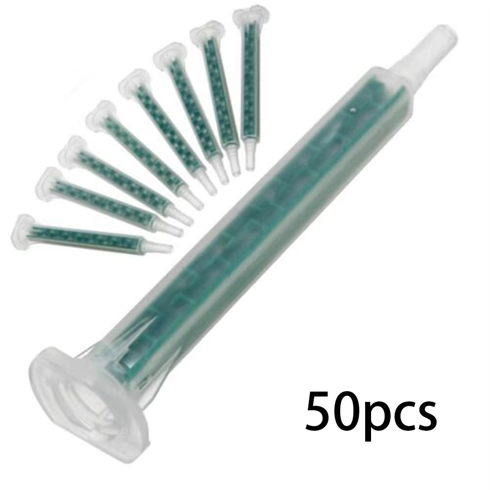 50pcs 2K Adhesive Mixing Tips Mixer Nozzles Mixer Tips Static Mixer Resina Epoxi Epoxy Resin Epoxy Glue Syringe Accessories