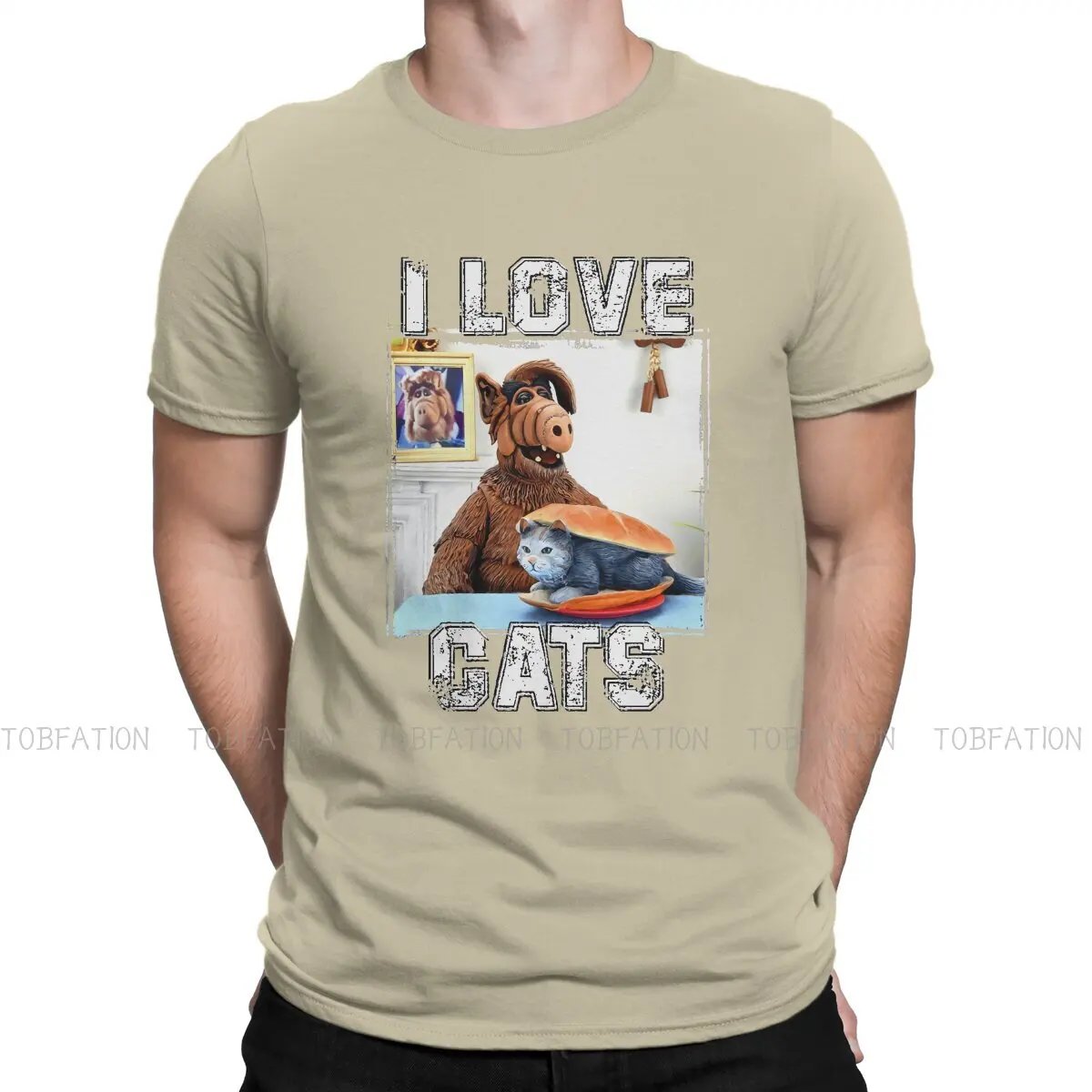 Alf TV Original TShirts I Love Cats Fan Art Classic  Personalize Homme T Shirt New Trend Tops 6XL