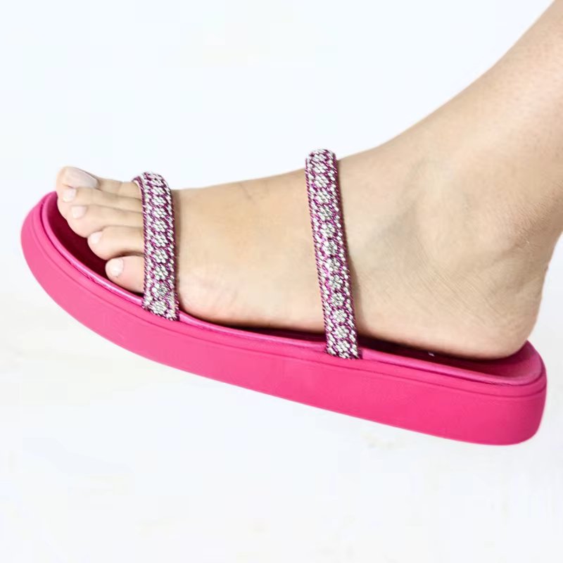 Original Moleca Women's Sandals Strips Pedraria Pink Lightweight Soft And Comfortable Modern Style Non-slip Summer